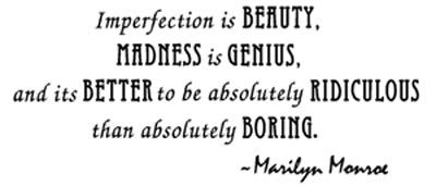 IMPERFECTION IS BEAUTY Wall Quotes Decal Marilyn Monroe  