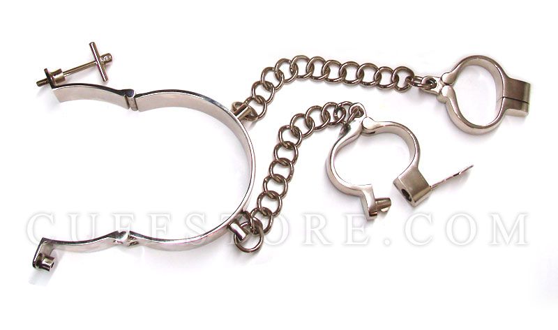 KUB Neck Wrist Slave Collar+Handcuff Stock Restraint  L  