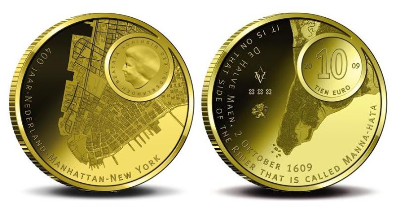 10 Euro 400 Jaar Nederland Manhattan 2009 Goud  