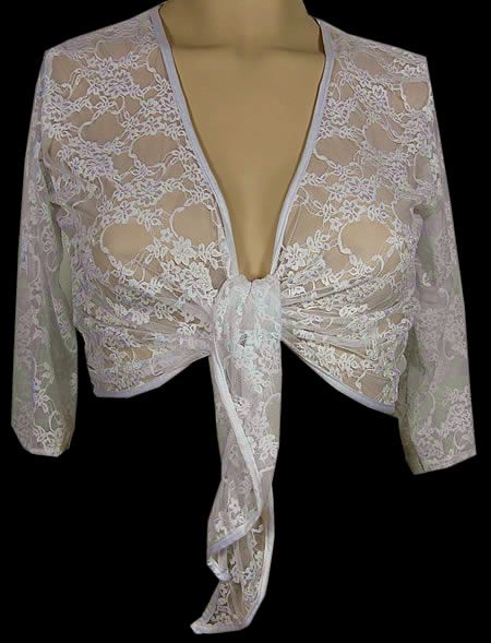 B15 Zarter Bolero Shrug creme Spitze 3/4 Ärmel 46   54  