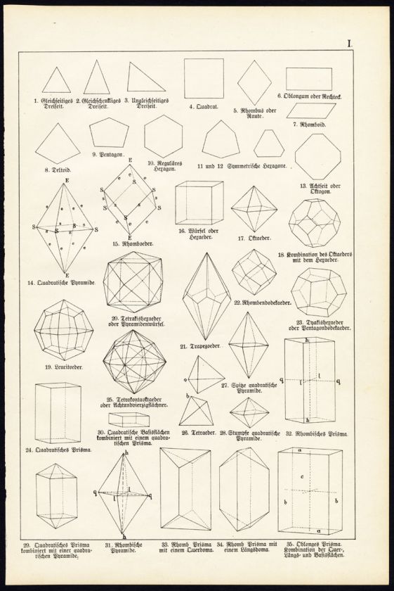 Antique Print GEOMETRIC SHAPES GEOMETRY Schubert 1878  