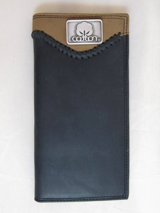 COTTON Logo Emblem Roper brown on black Leather Secretary Wallet 