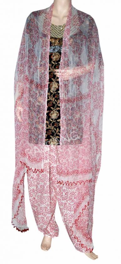 Boho Indian Block Print Cotton Salwar Duppatta Stole  