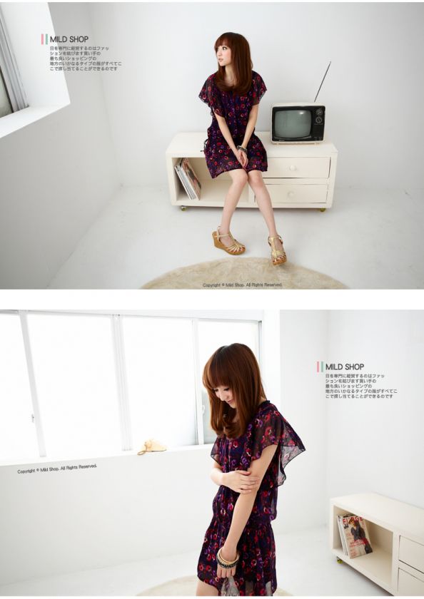 Womens Girls Japanese Korean Fashion Style impressionism Chiffon Dress 