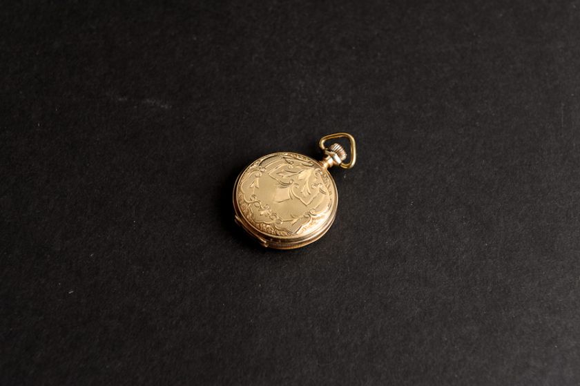 Vintage 14K Yellow Gold Pocket Watch Pendant Co Waltham  