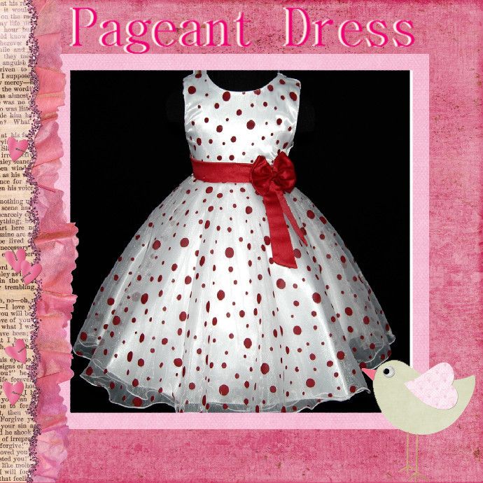   Dot Christening Wedding Flowers Girls Pageant Dresses SZ 3 4 5 6 7 8Y