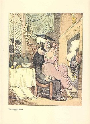 THOMAS ROWLANDSON bawdy cartoon print THE HAPPY PARSON  