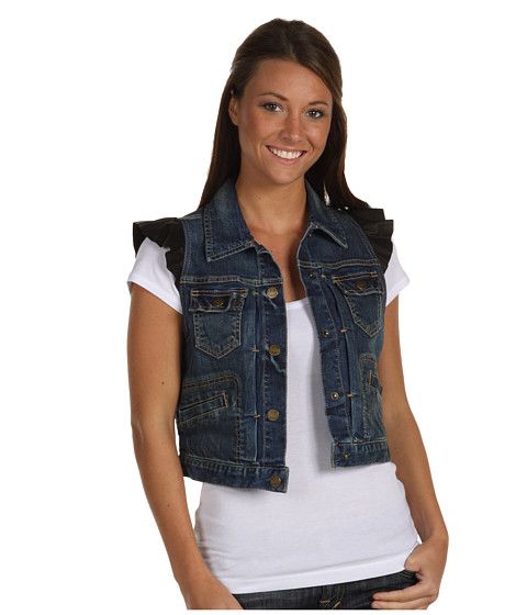 NWT JUICY COUTURE SHRUNKEN DENIM VEST HESPER S & M MOTO  