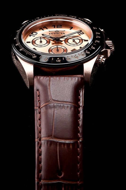   Watch Speedway Chrono Rose Tone Dial Brown Leather Model 10711  