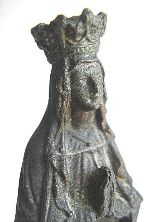 STATUE NOTRE DAME DE LOURDES METAL SOUVENIR c1880  