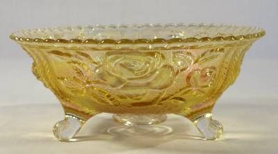 Imperial Glass Lustre Rose Footed Fruit Bowl Clambroth  