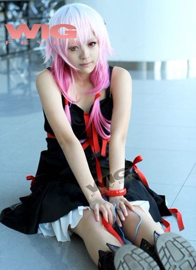 Guilty Crown Inori Yuzuriha New Cosplay Hair Wig Pink w White  