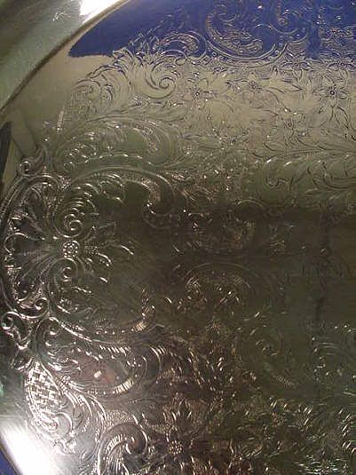 Old & Heavy POOLE Silver Plated On Copper Footed Serving Tray 