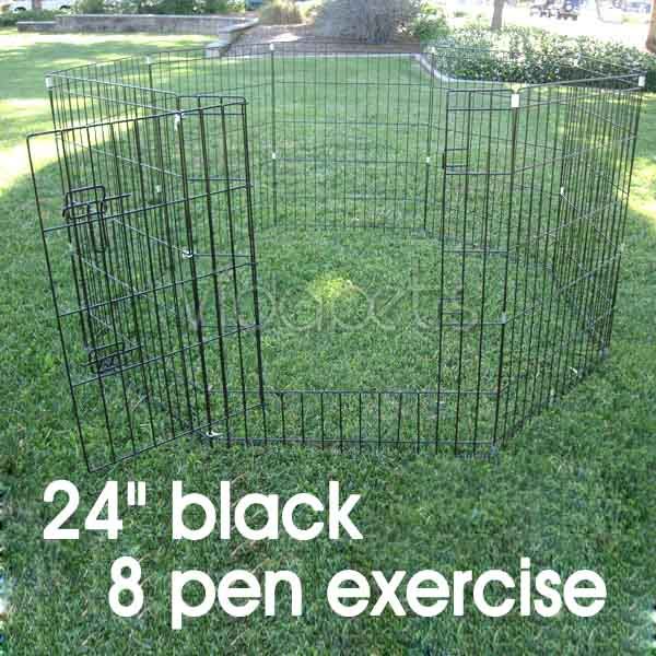 24 Black Exercise 8 Pen Fence Dog Crate Cat Kennel  