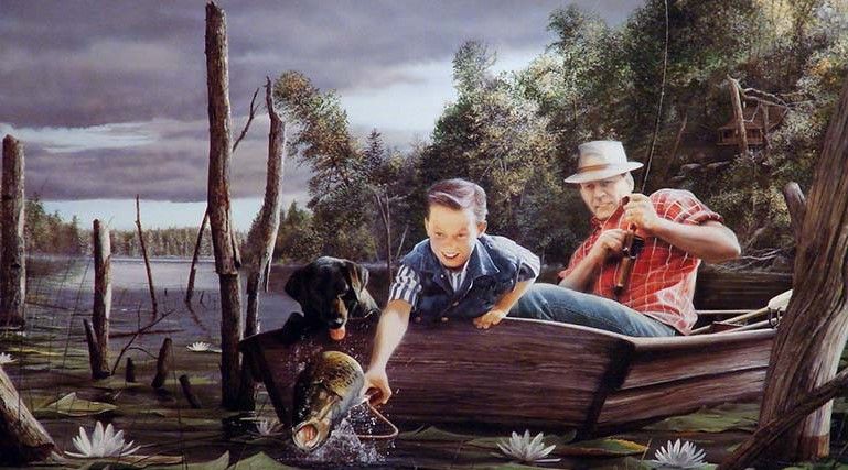 KEVIN DANIEL BASS FISHING PRINT DAD REMEMBER WHEN  