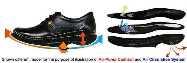  Chamber in the heel absorbs impact at heel strike together with heel 