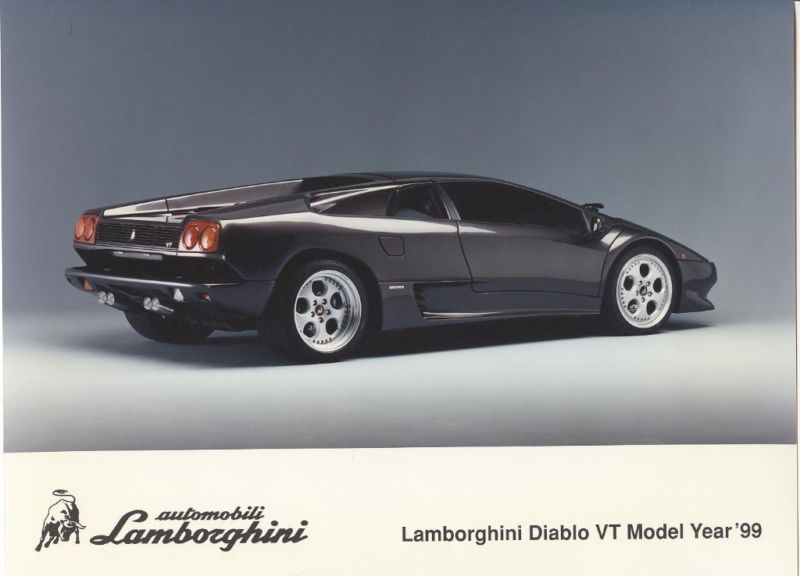 1999 Lamborghini Diablo VT rear3/4 Factory Print Photo  