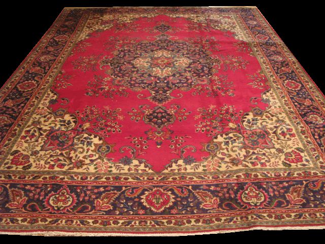 c1960s ANTIQUE HANDMADE PERSIAN TABRIZ RUG 10.1x13.10  