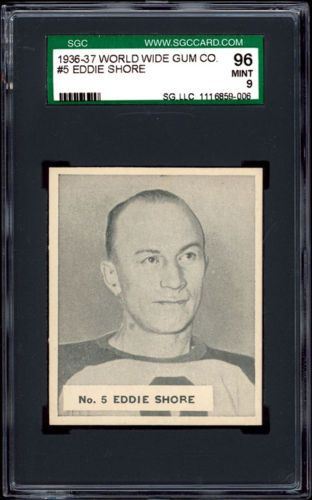 1936 37 World Wide Gum #5 Eddie Shore SGC 96 MINT  