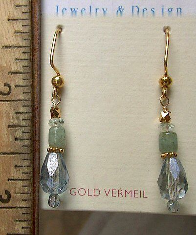   , Aquamarines, Art Glass, Gold Vermeil ER Was $37 Yard Sale Now$24