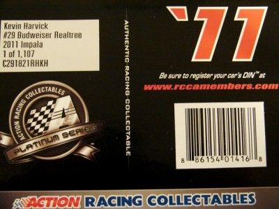 2011 KEVIN HARVICK #29 BUDWEISER REALTREE IMPALA 124  