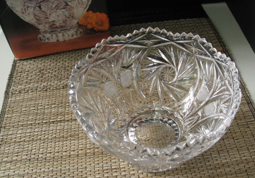 Vintage Crystal Handcut German Footed Bowl New Boxed  