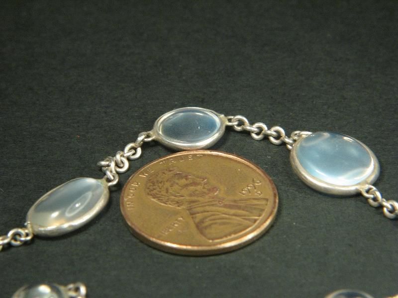 BEAUTIFUL ANTIQUE SILVER MOONSTONE CABOCHON NECKLACE c1920s NO 