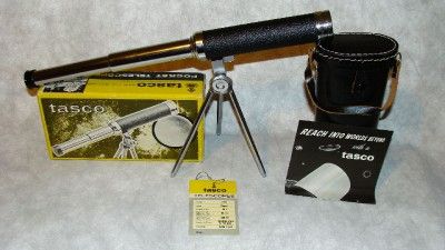 Vintage 1966 Tasco #2TE Comet Telescope 30X w/ Tripod Box, Case, Tags 