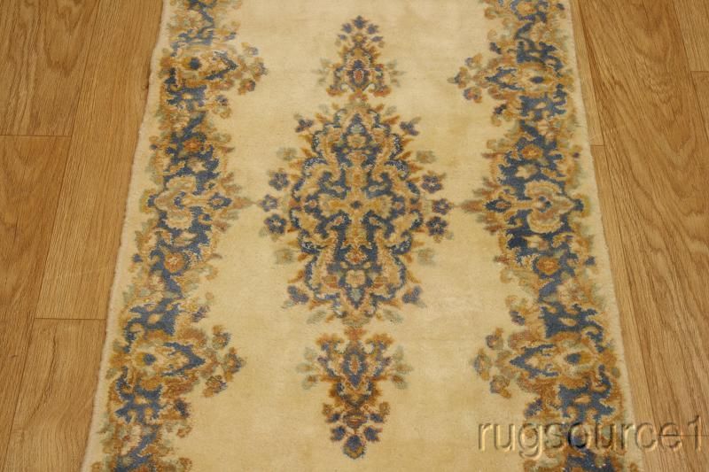 OVERSIZED IVORY RUNNER 2X17 KERMAN PERSIAN ORIENTAL AREA RUG CARPET 