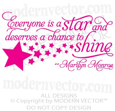 MARILYN MONROE Quote Vinyl Wall Decal EVERYONE ISA STAR  