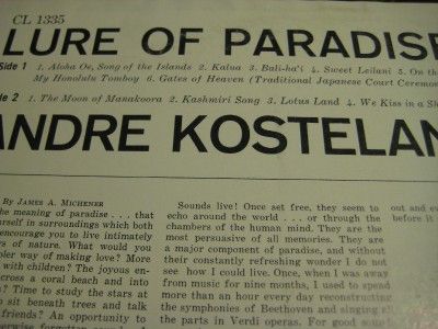 Rare Promo KOSTELANETZ Lure of Paradise Great 6 Eye HAWAIIAN LP 