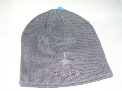   COWBOYS REEBOK KNITTED BEANI STOCKING HAT CAP BLACK ON BLACK STAR