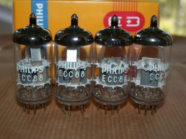 Philips ECC88 = 6DJ8 matched QUAD audio tubes (4) valves NEW Unused 