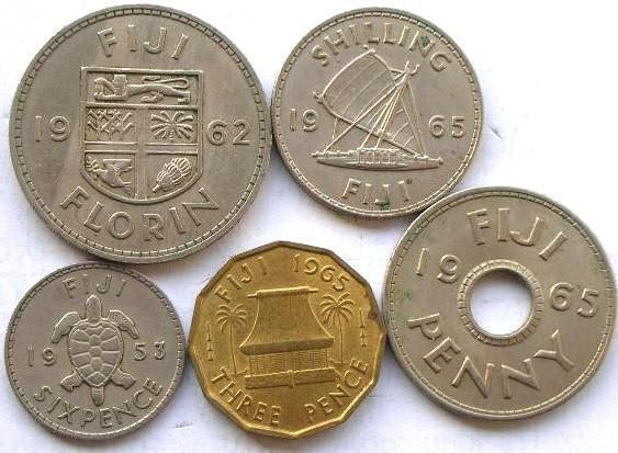 Fiji 1953 1965 Queen Old Coinage Set of 5 Coins  
