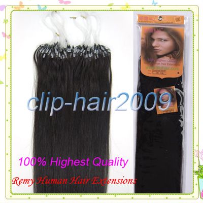 LILU★20 Human Hair Extensions Loop/MicroRings#1B&80G  