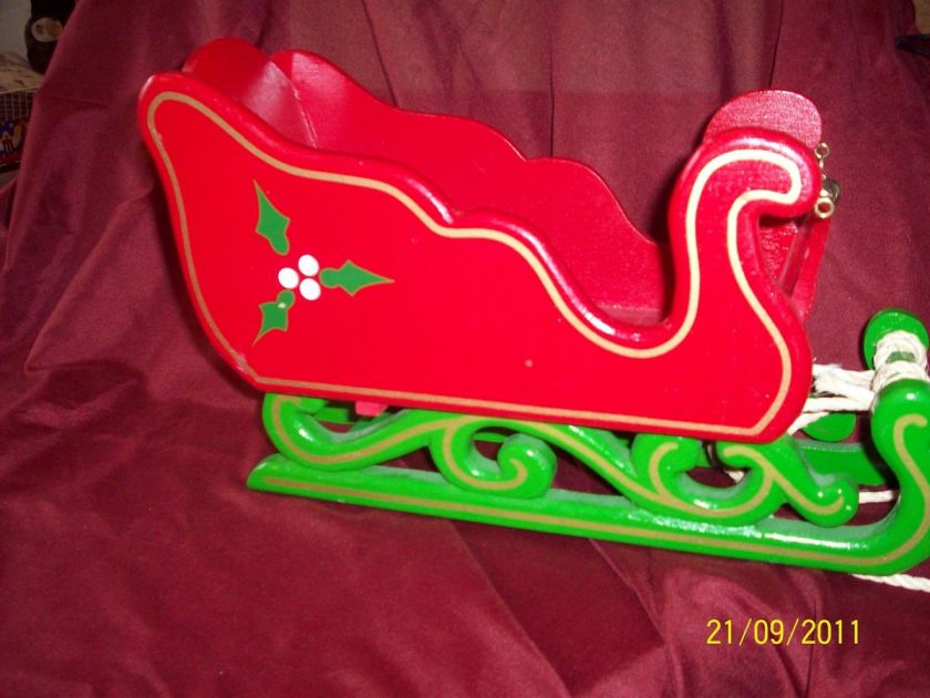 Whimsical Xmas Holiday Sleigh Decoration Jingle Bells FS  