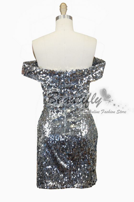 Cute Off Shoulder Sequin Clubwear Cocktail Evening Mini Prom Dress 