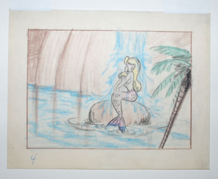 Disney, Peter Pan, Mermaid Storyboard Drawing, 1953  