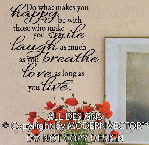 HAPPY, SMILE, LAUGH, LIVE, LOVE, BREATHE Quote Vinyl Wall Decal 