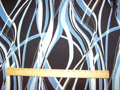 LAST PIECE PERIWINKLE WHITE & BLACK SWIRLY PRINT LYCRA STRETCH FABRIC 