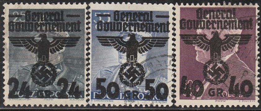 Stamp Germany Poland General Govt Mi 014 6 WWII Reich Swastika Used 