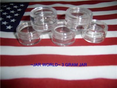 LOT OF 25~3 GRAM CLEAR CAP JARS w/ LABELS~FREE S&H  