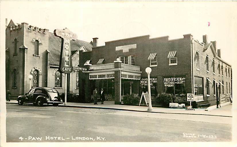   , KY, London, 4 Paw Hotel Cafe 1948 Cline Real Photo Postcard  