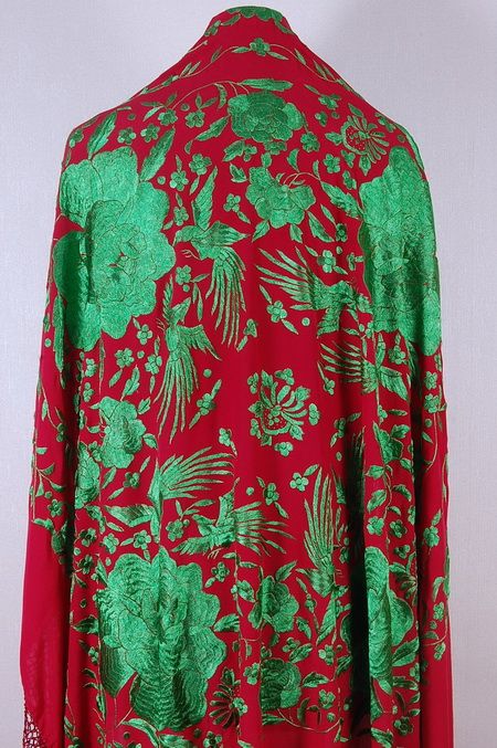 Burgundy /Green True Flamenco Piano Shawl Manton  