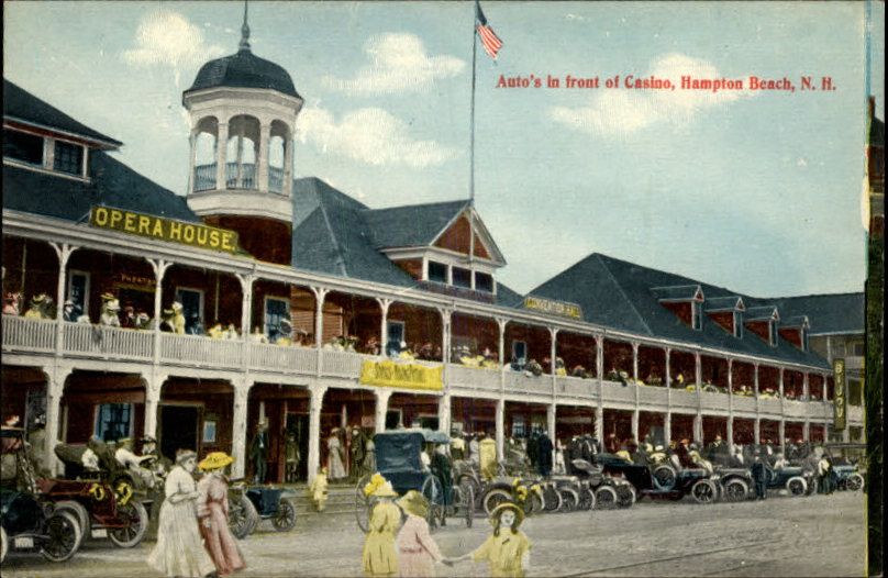 HAMPTON BEACH NH Vintage Cars at Casino Opera House c1910 PC  