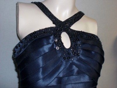 NEW $195.00 ADRIANNE PAPPELS NAVY LINED COCKTAIL HALTER COCKTAIL 