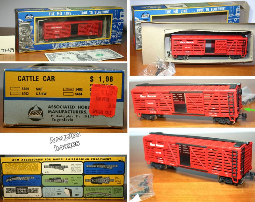 Old AHM HO Train railroad Cattle Car 5403 w/Box Vintage  