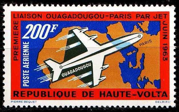 UPPER VOLTA Mi #136 Airplane Airlines Paris (1963) MNH  