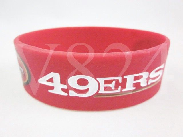 NFL San Francisco 49ers Wristbands Bulk Bandz Bracelet + 49ers Lanyard 