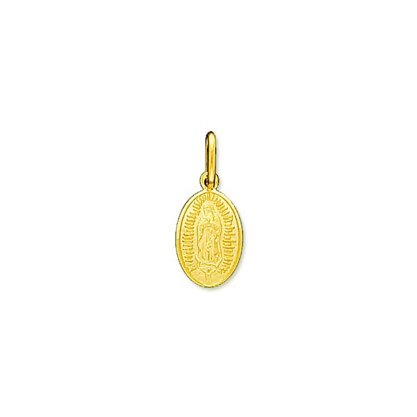 14K Solid Yellow Gold Virgin Guadalupe Charm Pendant  